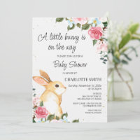 Chic Floral Little Bunny Chá de fraldas Convite