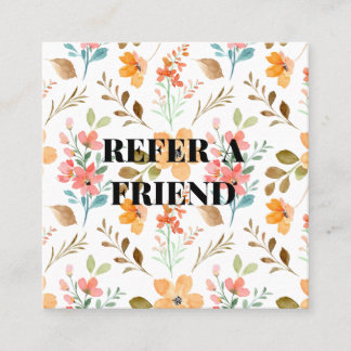 Chic Floral Patterned Referral Card com Elegante.