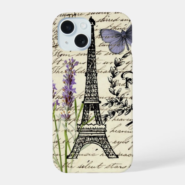 chic french butterfly scripts paris eiffel torre (Verso)
