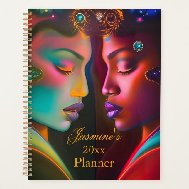 Chic Gemini Celestial Twins Anualmente Planejador (Frente)