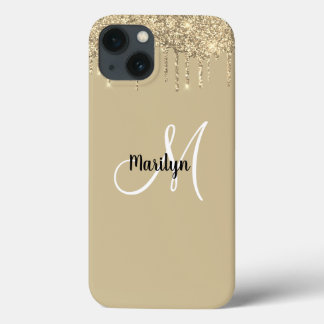 Chic Girly Dourado Glitter Drives Monograma Name D