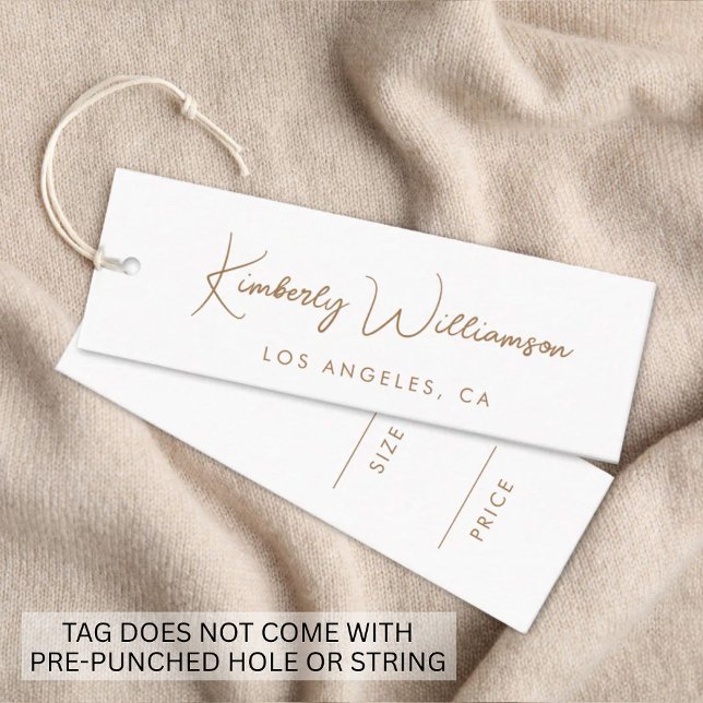 Chic Gold Signature Script Etiqueta Pendente Preço (Empower your name in our signature script as your logo and brand identity)