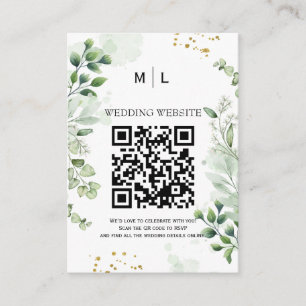Chic Greenery Código QR Convite de Gabinete