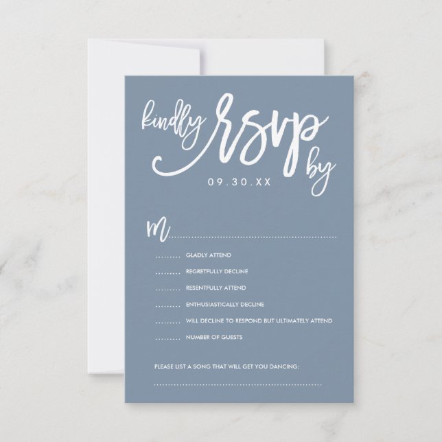 Chic Hand - Letra Casamento RSVP Dusty Blue (Frente)