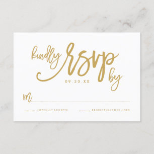 Chic Hand - Letra RSVP de Casamento Dourado