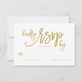 Chic Hand - Letra RSVP de Casamento Dourado