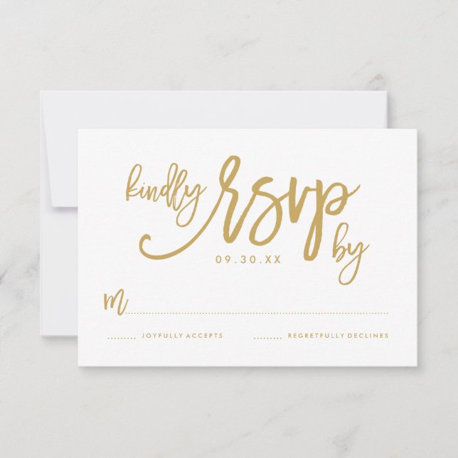 Chic Hand - Letra RSVP de Casamento Dourado (Frente)