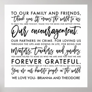 Chic Hand Lettered Thank You Message Poster