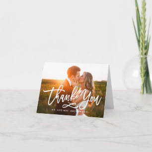 Chic Hand Lettered Weding Obrigado Cartão com fot