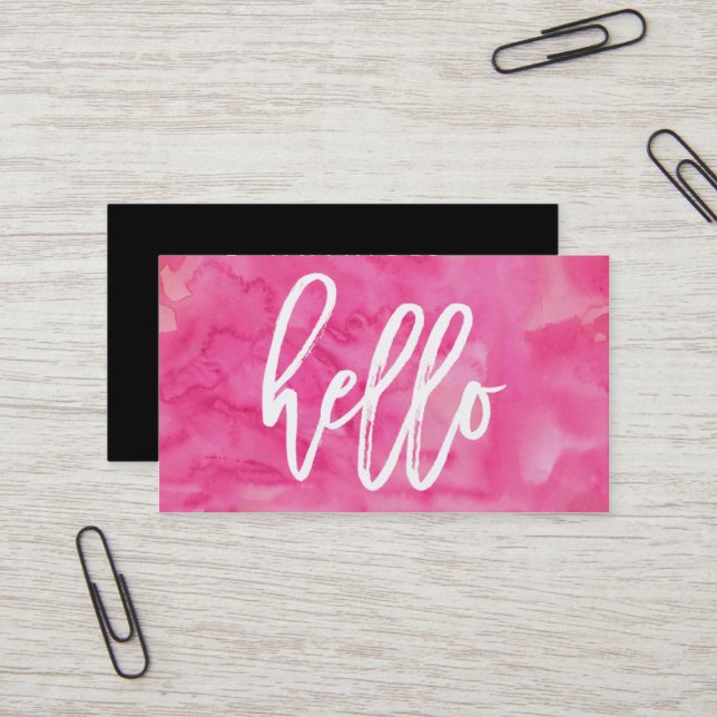 Chic Hello Pink Watercolor | Cartão de Visita (Frente/Verso In Situ)