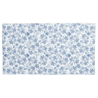 Chic Indigo Blue em White Ethnic Floral Impressão