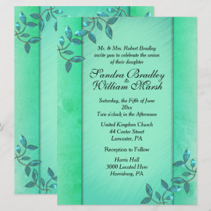 Chic Jade Green Columns Convites de Casamento