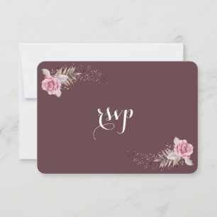 Chic Marsala Maroon Boho Casamento Floral RSVP