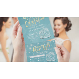 Chic Mason Jar String Light Blue Dourado Casamento