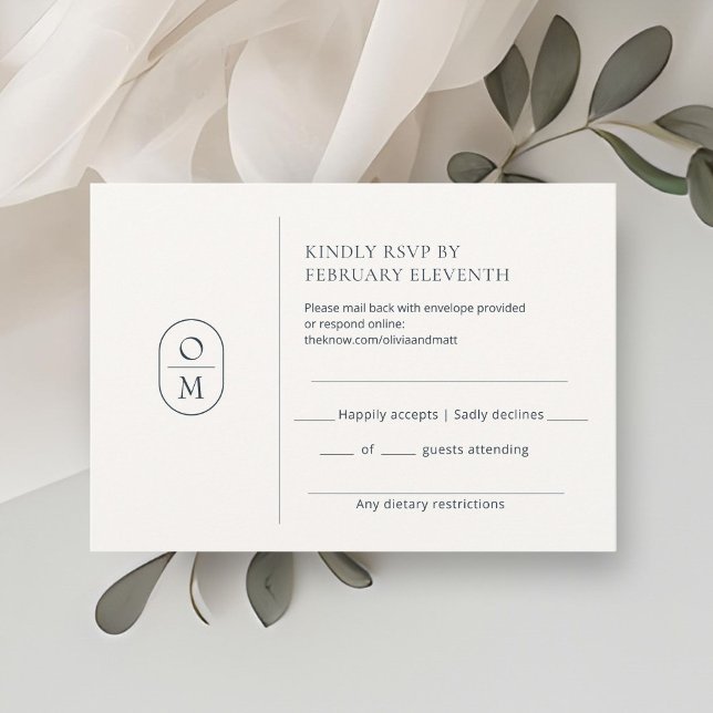 Chic Minimalist Monogram Wedding RSVP (Criador carregado)