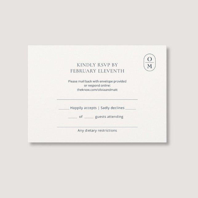 Chic Minimalist Monogram Wedding RSVP (Criador carregado)