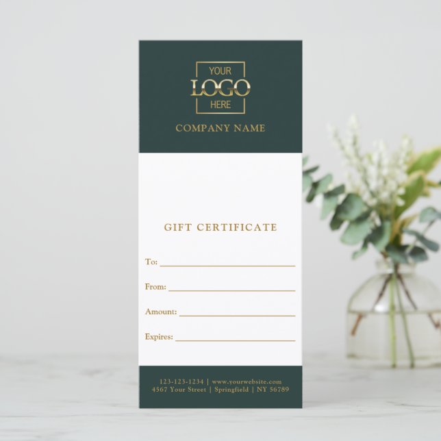 Chic Modern Business Personalized Gift Certificate (Em pé/Frente)