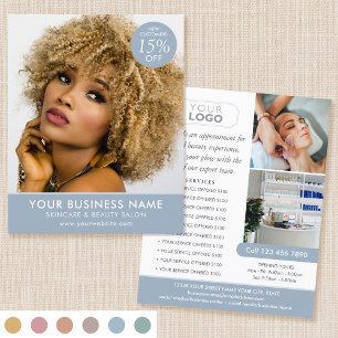Chic Modern Makeup Beauty Salon Dusty Blue Flyer