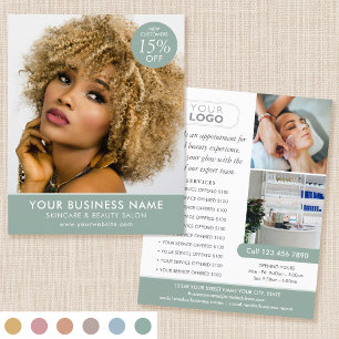 Chic Modern Makeup Beauty Salon Sage Flyer Verde