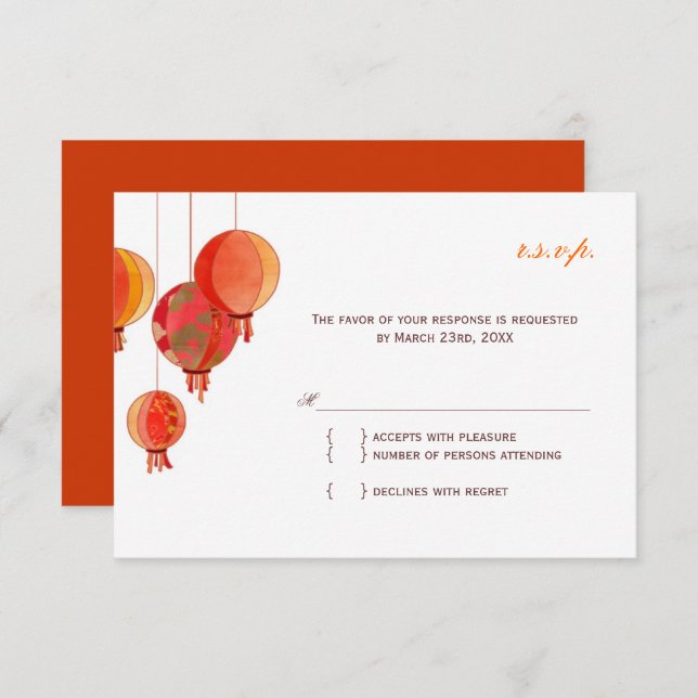Chic Modern Paper Lanternas de Casamento RSVP (Frente/Verso)