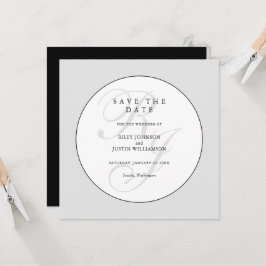 Chic Monograma Preto e Branco Save the Date