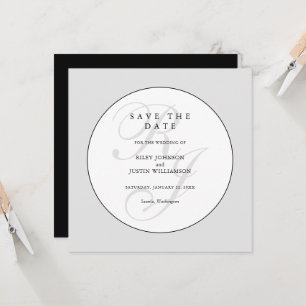 Chic Monograma Preto e Branco Save the Date