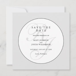 Chic Monograma Preto e Branco Save the Date