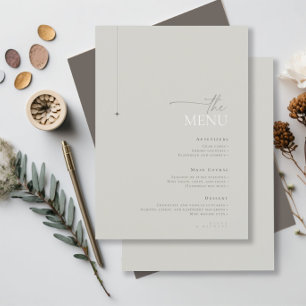 Chic Neutrals Wedding Menu Pastel Cinza ID1020