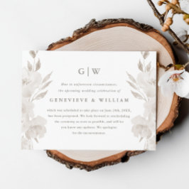 Chic Neutro Anúncio de Adiamento de Casamento Flor