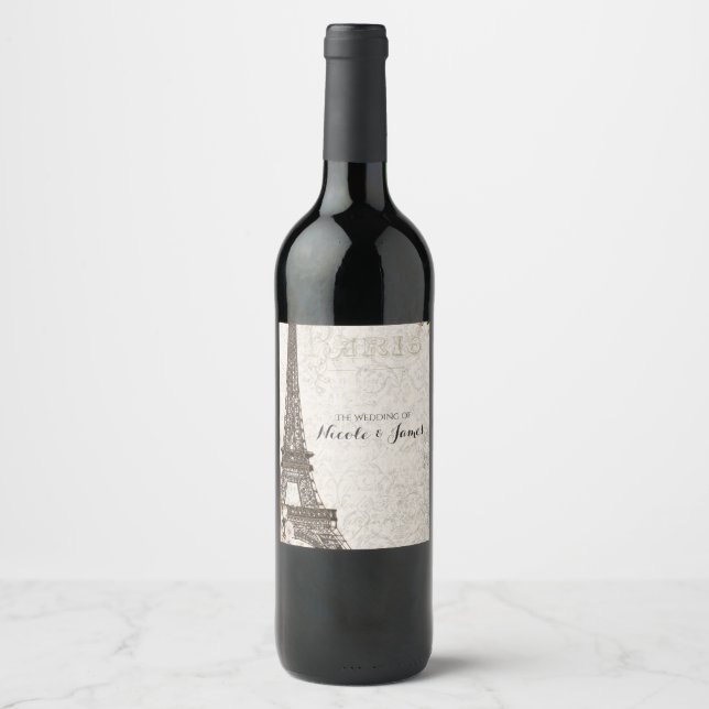 Chic Paris Eiffel Tower & Rosa Elegante Rótulo de  (Frente)