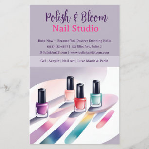 Chic Pastel Elegant Nail Art Marketing Flyer