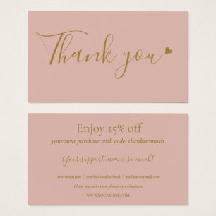 Chic Pink Obrigado Por Comprar Cartão De Desconto
