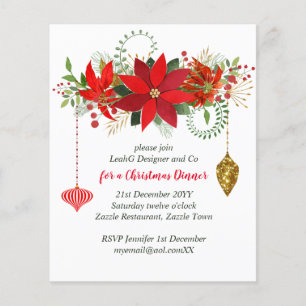 Chic Poinsettia Natal Red Dourado Folheto