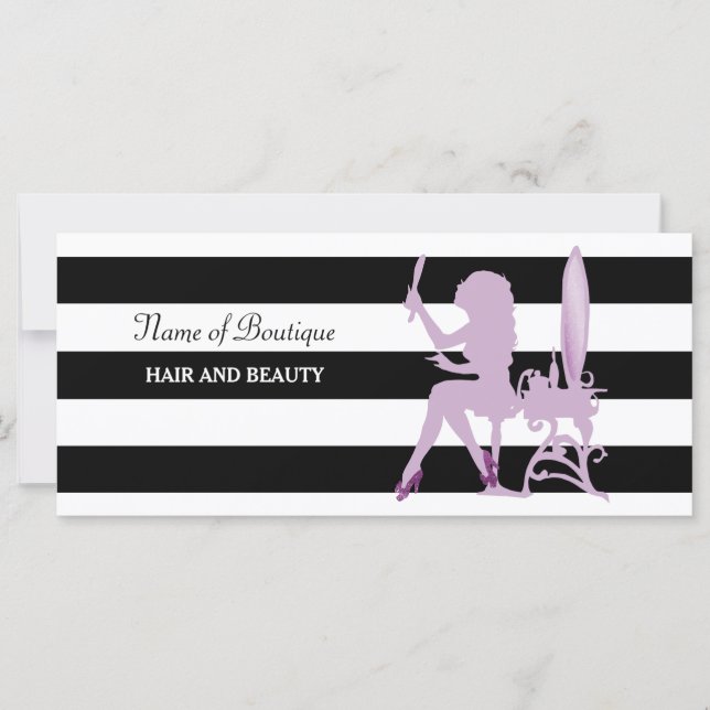 Chic Purple Girl Stripes Salon Gift Certificate (Frente)