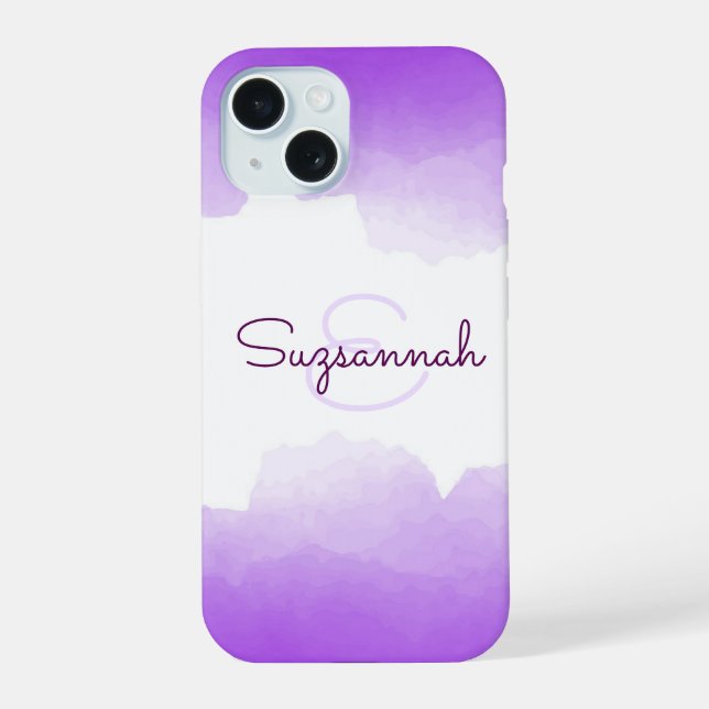 Chic Purple Ombro Name Letra Monograma capas de ip (Verso)