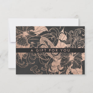 Chic Rosa Dourado Floral Koi Certificado de ofer