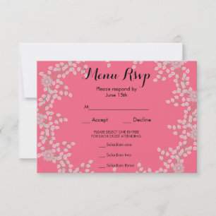 Chic Rosa Floral & Pérolas Casamento Menu RSVP