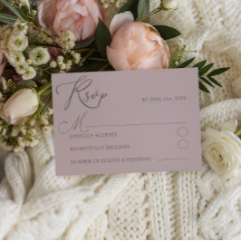 Chic Rosa Poenta RSVP Tipografia Casamento