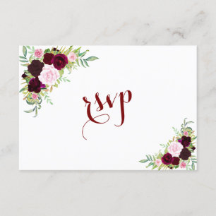 Chic Royal Burgundy Marsala Casamento Floral RSVP