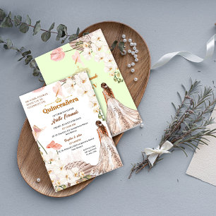 Chic Sage & Blush Floral Quinceañera Convite