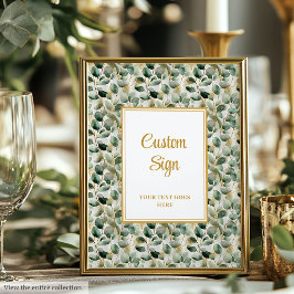 Chic Sage Green deixa a Poster personalizada de ca