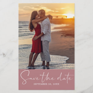 Chic Save the Date Script Dusty Rosa Photo Flyer