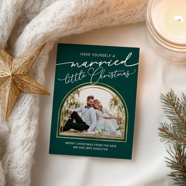 Chic Script Arch Anúncio de Casamento de Férias (Criador carregado)