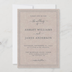 Chic Script Kraft Paper Convite de casamento
