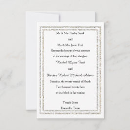 Chic Silver Glittered Trim -3x5 Convite De Casamen
