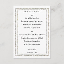 Chic Silver Glittered Trim -3x5 Convite De Casamen