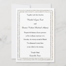 Chic Silver Glittered Trim - Convite De Casamento 