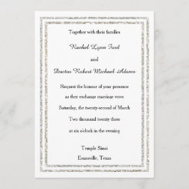 Chic Silver Glittered Trim - Convite De Casamento
