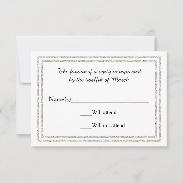 Chic Silver Glittered Trim - Placa RSVP (Frente)