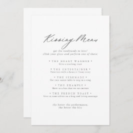 Chic Silver Weding Kissing Menu Card